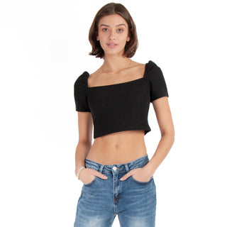 BLOUSE CROP WITH OPEN NECK