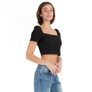 BLOUSE CROP WITH OPEN NECK