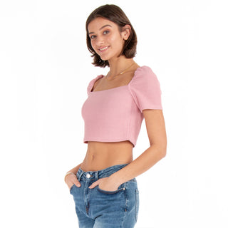 BLOUSE CROP WITH OPEN NECK