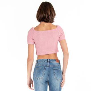 BLOUSE CROP WITH OPEN NECK