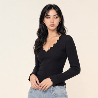 Playera Crop con Escote en V para Mujer Forever 21 #color_negro