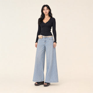 Playera Crop con Escote en V para Mujer Forever 21 #color_negro