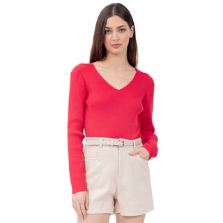 PLAYERA PARA MUJER LONG SLEEVE CROP V NECK FOREVER 21