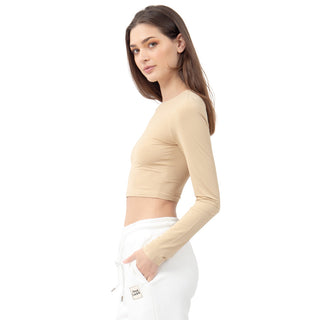 Playera  Básica Slim Fit Seamless Crop Manga Larga