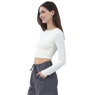 Playera Básica Slim Fit Seamless Crop Manga Larga