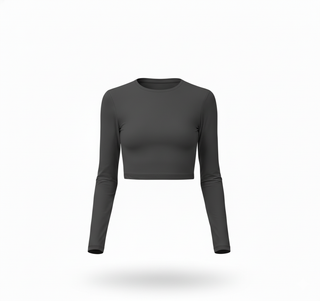 Playera Básica Slim Fit Seamless Crop Manga Larga