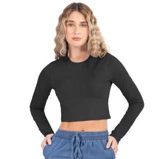 Playera  Básica Slim Fit Crop Manga Larga