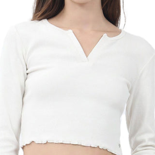 PLAYERA PARA MUJER FASHION RIB NECK V FOREVER 21