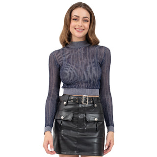 TOP PARA MUJER CROP LONG SLEEVE WITH TEXTURE FOREVER 21