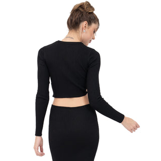 PLAYERA PARA MUJER KNIT LONG SLEEVE WITH SIDE OPENING FOREVER 21