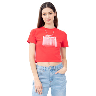 Playera Crop Slim con Cadena