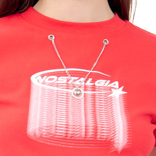 Playera Crop Slim con Cadena