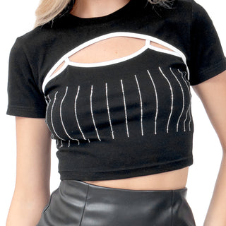 PLAYERA PARA MUJER FASHION WITH OPENING AT FRONT FOREVER 21