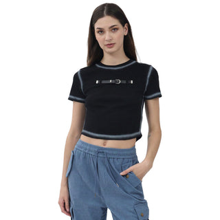 Playera Cropped Slim Fit con Hebilla