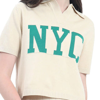 PLAYERA PARA MUJER KNIT POLO NECK & PRINTED NYD FOREVER 21