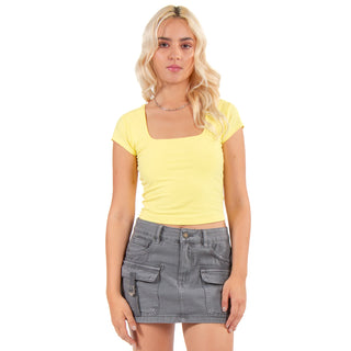 CROP BASIC T-SHIRT WITH OPEN NECK