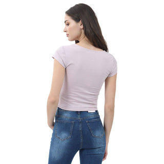 CROP BASIC T-SHIRT WITH OPEN NECK