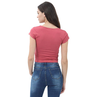 CROP BASIC T-SHIRT WITH OPEN NECK