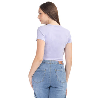 Playera Básica Slim Fit Crop Manga Corta
