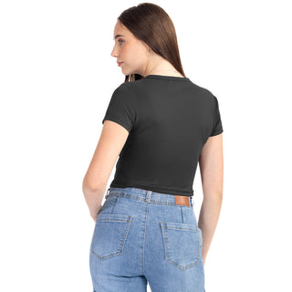 Playera Básica Slim Fit Crop Manga Corta