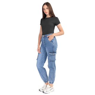 Playera Básica Slim Fit Crop Manga Corta