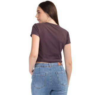 Playera Básica Slim Fit Crop Manga Corta