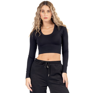Playera  Básica Slim Fit Crop Seamless Manga Larga