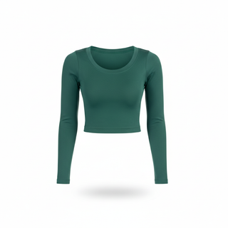 Playera Básica Slim Fit Crop Seamless Manga Larga