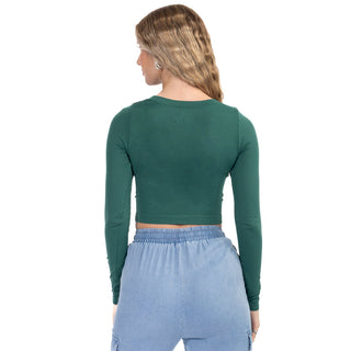 Playera Básica Slim Fit Crop Seamless Manga Larga