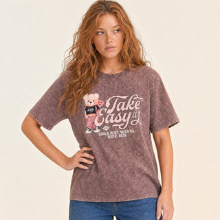 Playera Oversized con Gráfico para Mujer Forever 21 #color_café