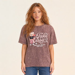 Playera Oversized con Gráfico para Mujer Forever 21 #color_café