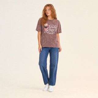 Playera Oversized con Gráfico para Mujer Forever 21 #color_café