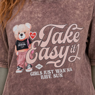 Playera Oversized con Gráfico para Mujer Forever 21 #color_café