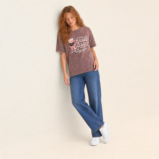 Playera Oversized con Gráfico para Mujer Forever 21 #color_café