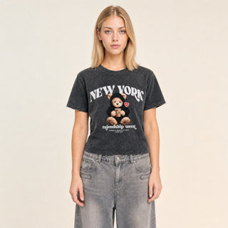 Playera Oversized con Gráfico para Mujer Forever 21 #color_negro