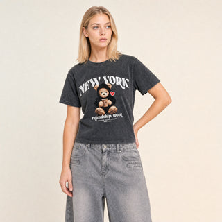 Playera Oversized con Gráfico para Mujer Forever 21 #color_negro