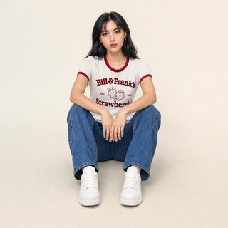 Playera Ringer con Estampado para Mujer Forever 21 #color_hueso