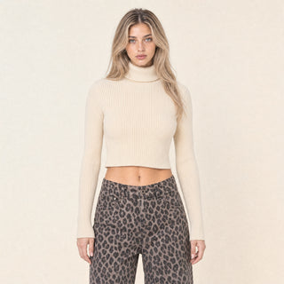 Playera Cropped Cuello Alto para Mujer Forever 21 #color_hueso