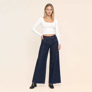 Playera Crop Cuello Cuadrado para Mujer Forever 21 #color_blanco