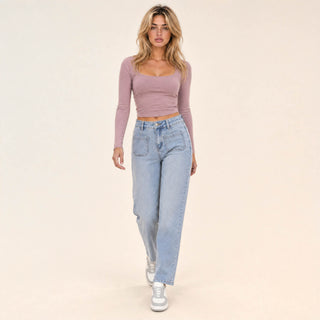 Playera Crop Cuello Cuadrado para Mujer Forever 21 #color_rosa