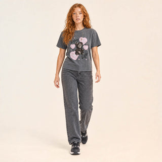 Playera Crop con Estampado para Mujer Forever 21 #color_negro
