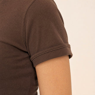 Playera Slim de Manga Corta para Mujer Forever 21 #color_café