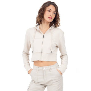 SUDADERA CROPPED BÁSICA CON CIERRE  PARA DAMA FOREVER 21