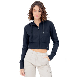 SUDADERA CROPPED BÁSICA CON CIERRE  PARA DAMA FOREVER 21