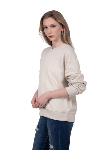 Sudadera básica oversize con hombro caído y cuello redondo