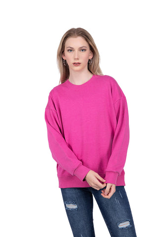 Sudadera básica oversize con hombro caído y cuello redondo