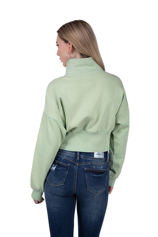 Sudadera básica crop con cuello alto redondo