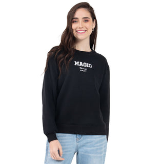 SUDADERA PARA MUJER ROUND NECK WITH EMBROIDERY FOREVER 21