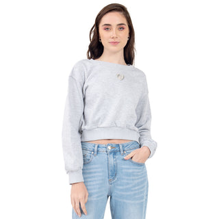 SUDADERA PARA MUJER BASIC ROUND NECK WITH HEART FOREVER 21