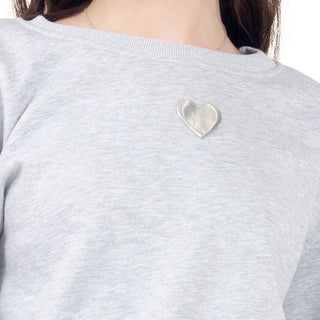 SUDADERA PARA MUJER BASIC ROUND NECK WITH HEART FOREVER 21